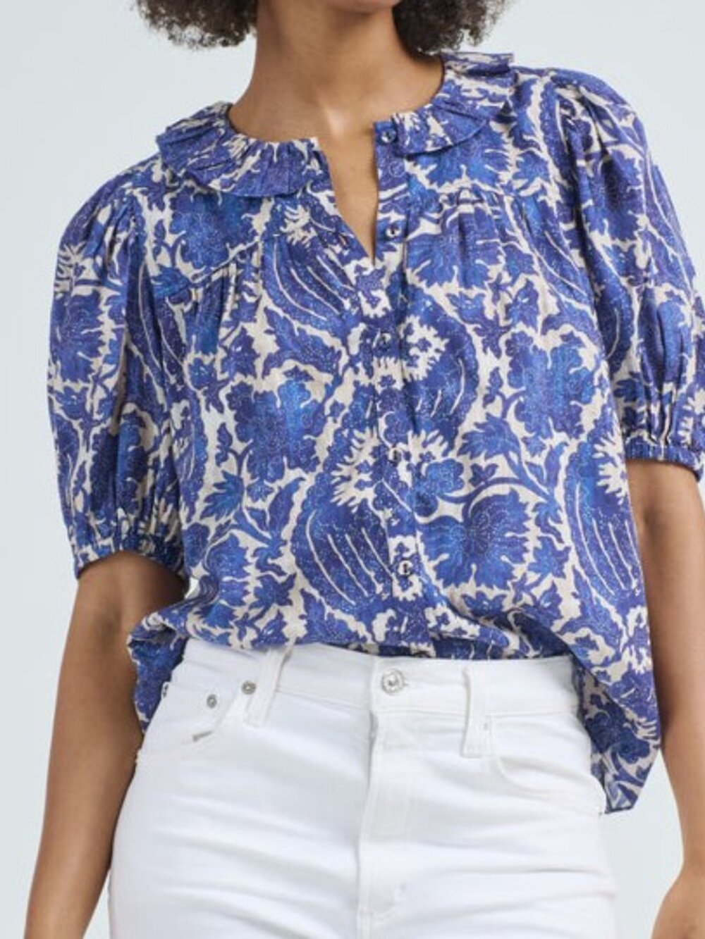 NWT!! Ulla Johnson - Amari Short Sleeve Blouse - Ocean - Size 2